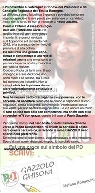 Sostegno all'elezione di Paola Gazzolo