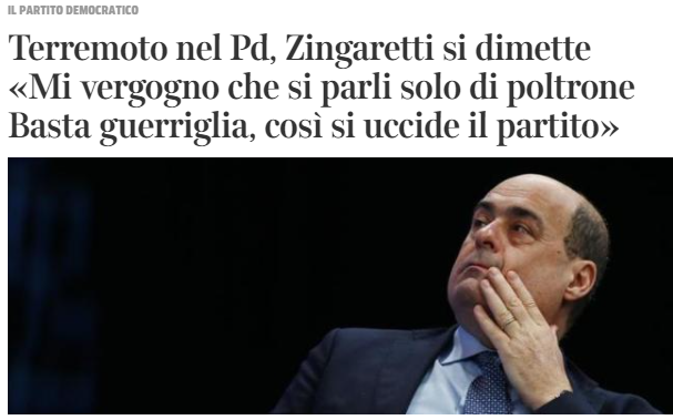 Le dimissioni di Zingaretti