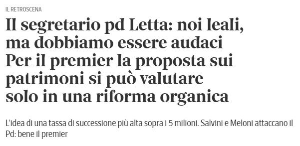 La tassa di successione di Letta