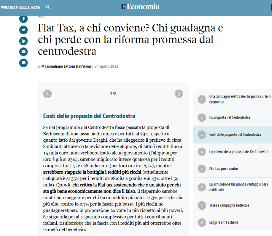 La destra ripropone la flat tax. Ancora...