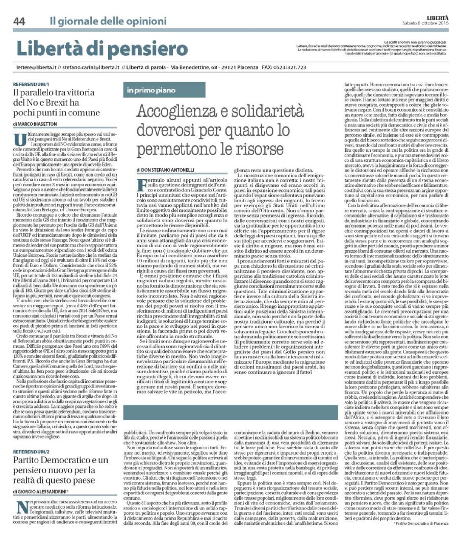 Libertà del 8 ottobre 2016