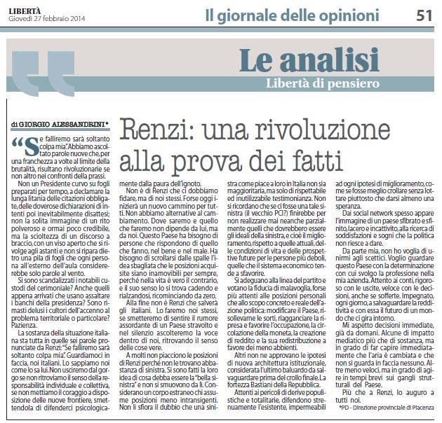 Renzi: una rivoluzione alla prova dei fatti